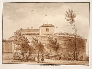 マーカスアウレリウスシントマの墓、1833年（茶色のウォッシュでエッチング）